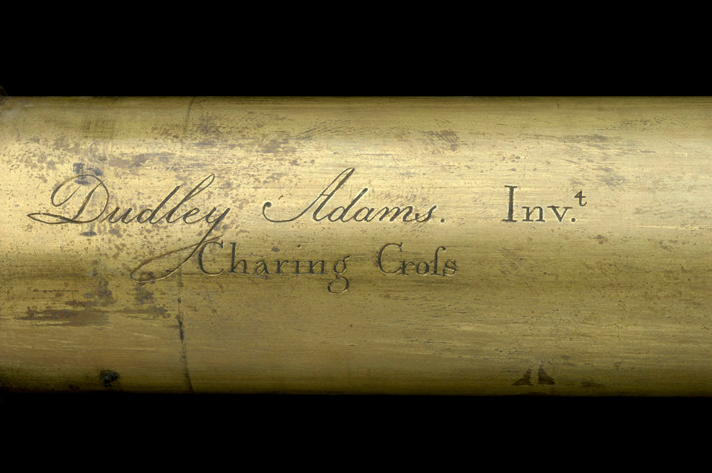 Detail of Prismatic telescope- inscription by Dudley Adams