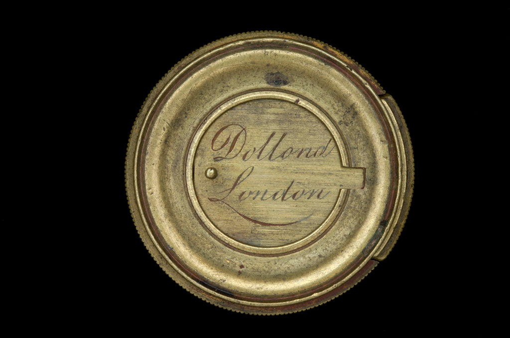 Detail of Pocket telescope - objective lens cover inscription by Dollond