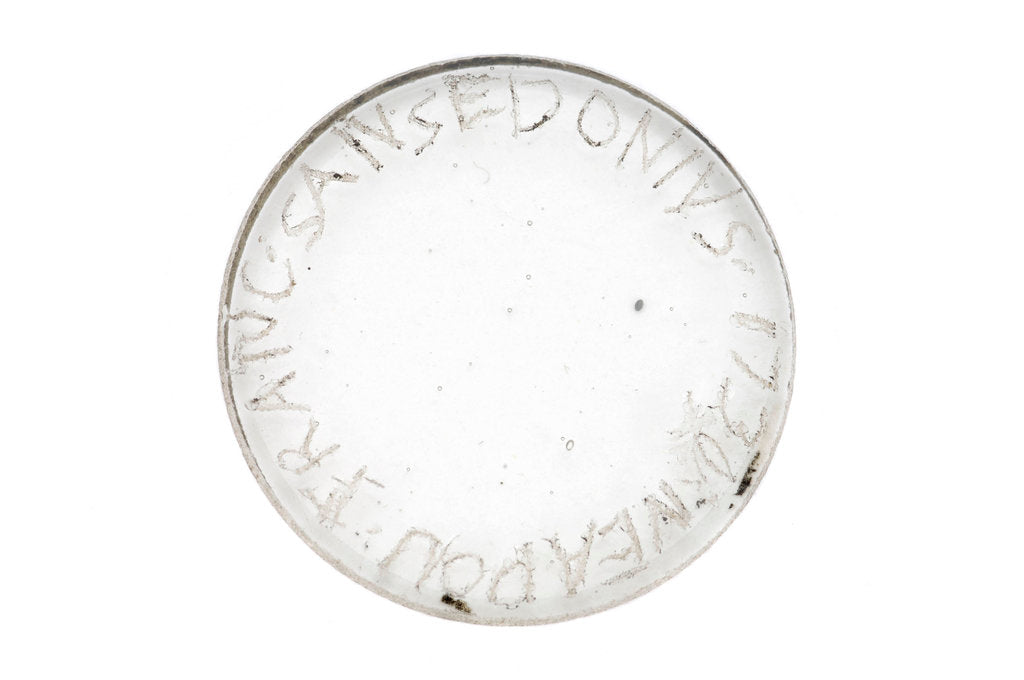 Detail of Pocket telescope - objective lens inscription by Franciscus Sansedonius