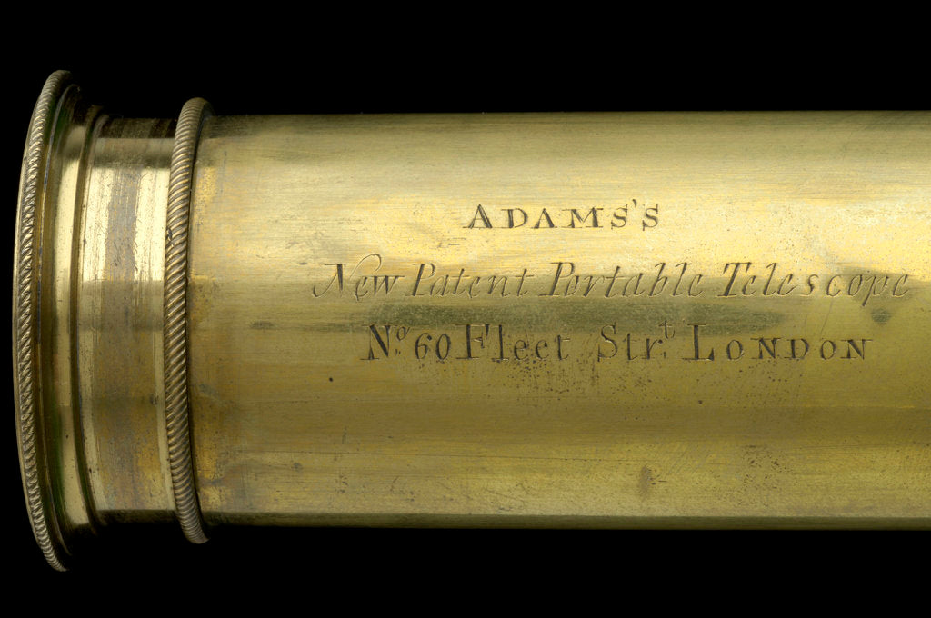 Detail of Adams's New Patent Portable Telescope - draw tube inscription by Adams