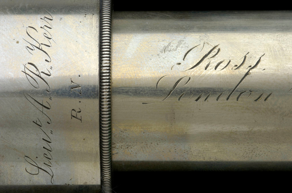 Detail of Officer of the Watch telescope- draw tube inscription by Thomas Ross