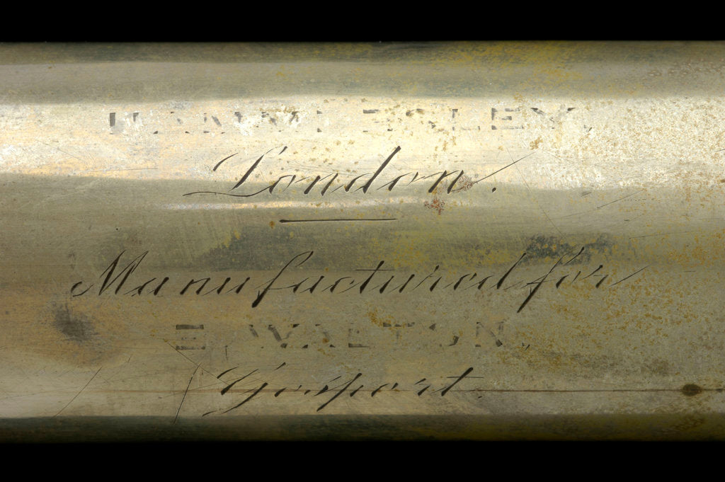 Detail of Officer of the Watch telescope- draw tube inscription by H. Ammersley