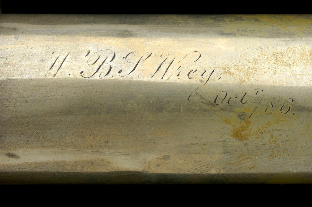 Detail of Officer of the Watch telescope- draw tube inscription by H. Ammersley