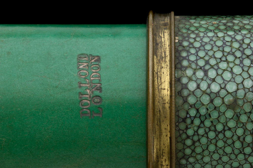 Detail of Portable telescope- draw tube inscription by Dollond