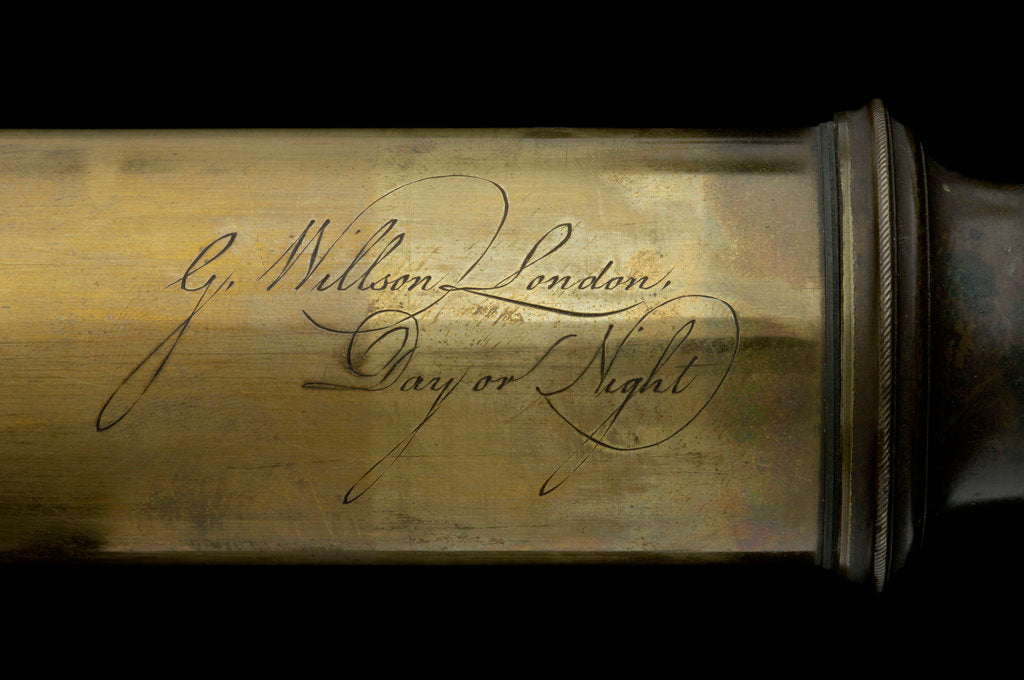 Detail of Day or night telescope- draw tube inscription by George Willson