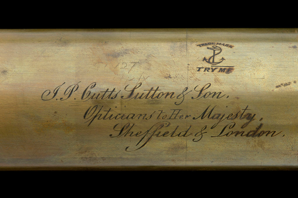 Detail of Lookout telescope - inscription by Cutts