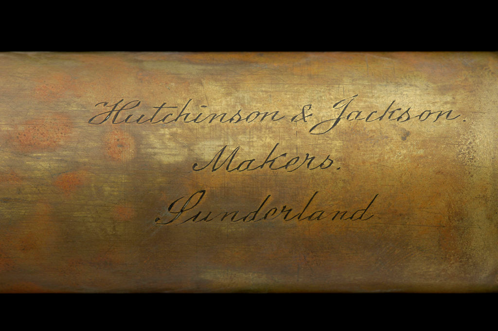 Detail of Naval telescope - inscription by Hutchinson & Jackson