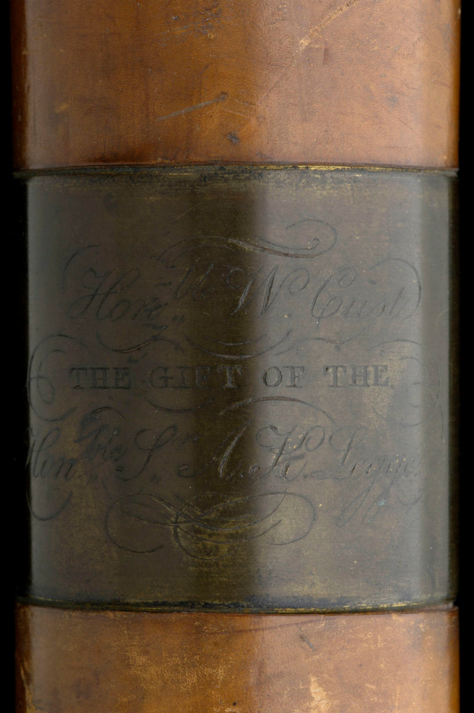 Detail of Naval telescope - inscription by Matthew Berge