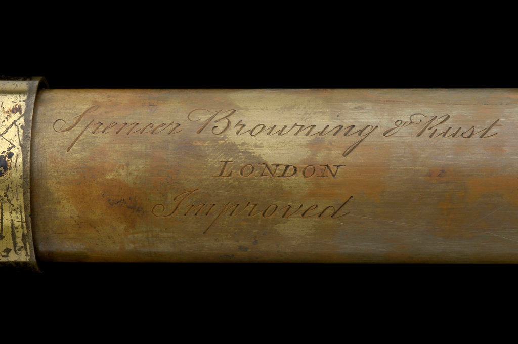 Detail of Naval telescope - inscription by Spencer Browning & Rust