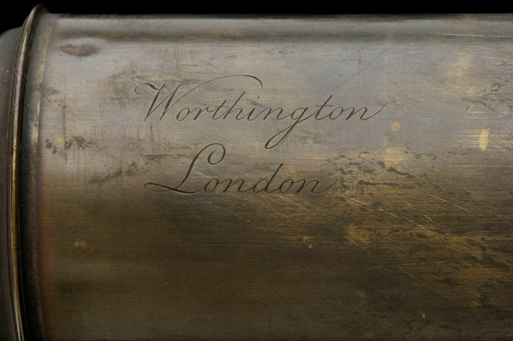 Detail of Night telescope - inscription by Nathaniel Worthington