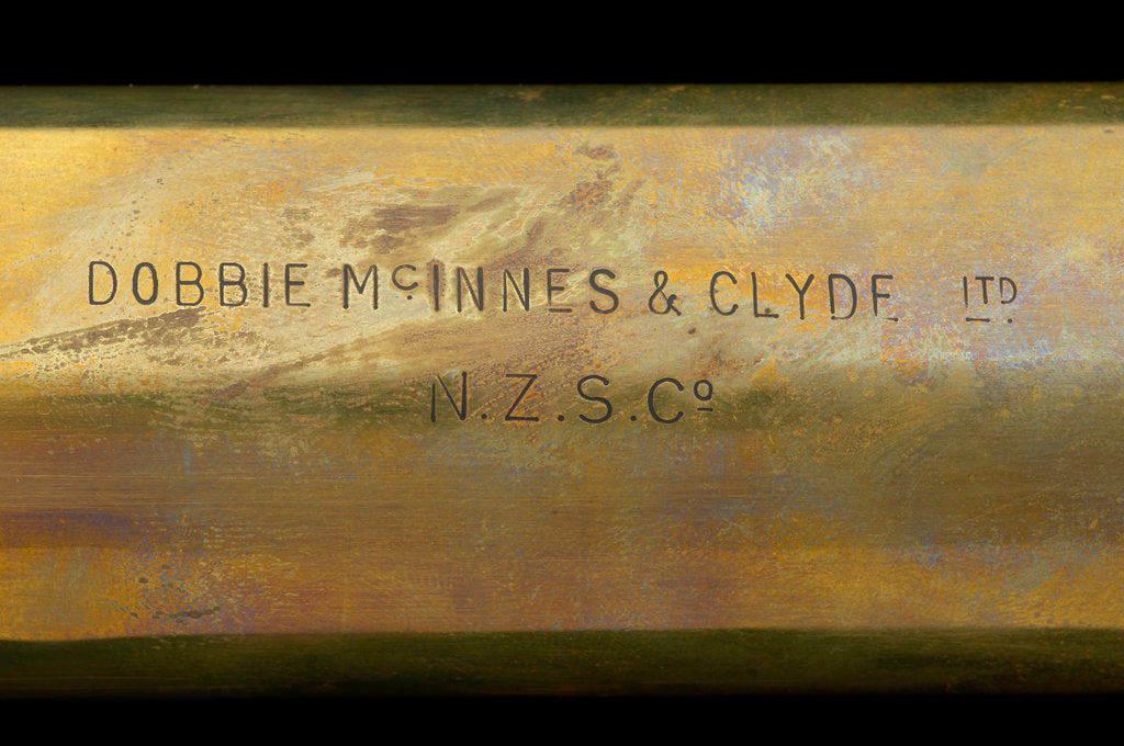 Detail of Naval telescope - inscription by Dobbie McInnes & Clyde Ltd.