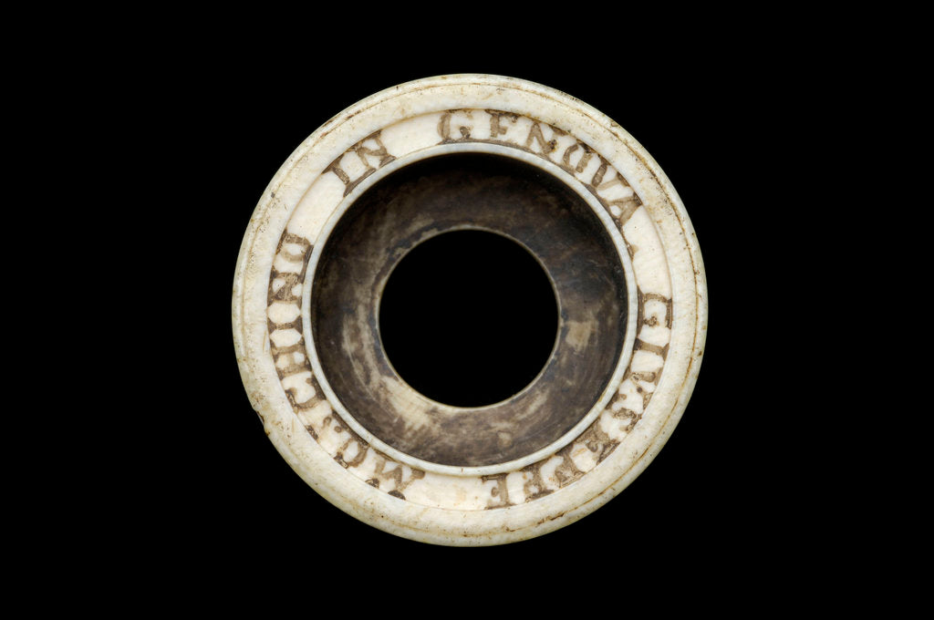 Detail of Non-achromatic polygonal telescope - inscription by Guiseppe Moschino