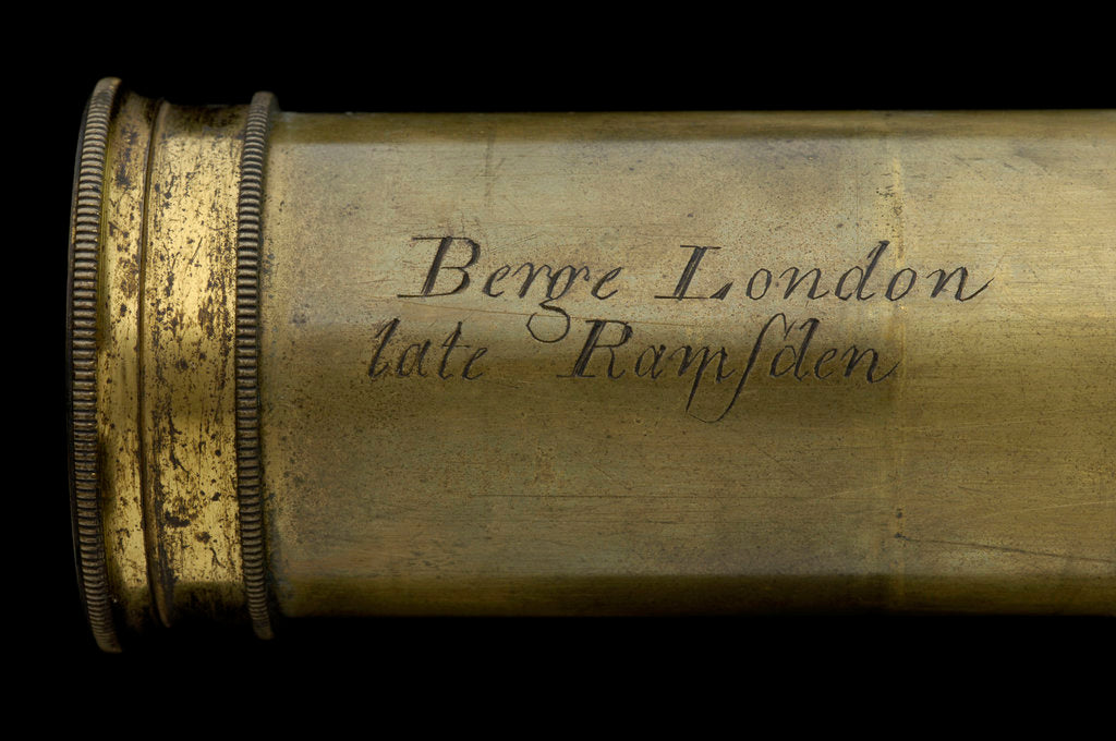 Detail of Naval telescope - inscription by Matthew Berge
