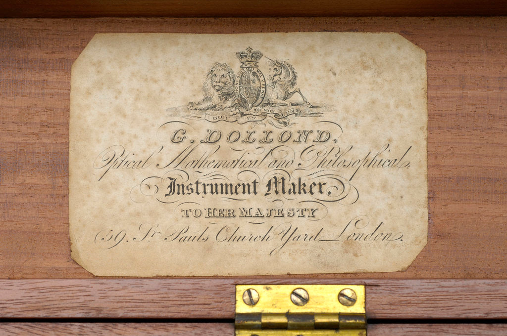 Detail of Naval telescope- label inside case by Dollond