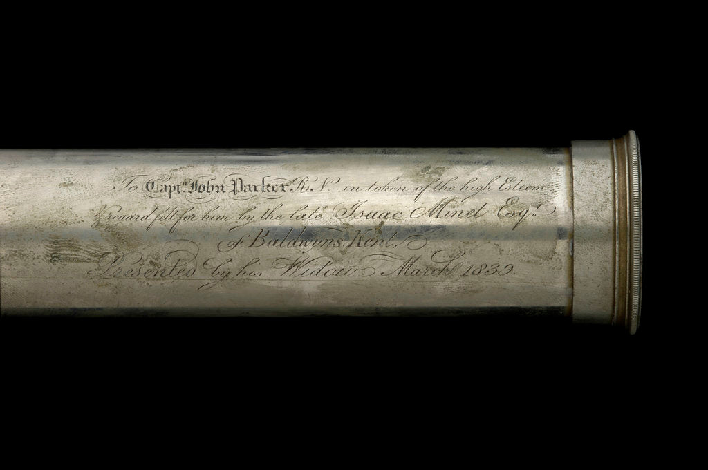 Detail of Naval telescope- draw tube inscription by Dollond