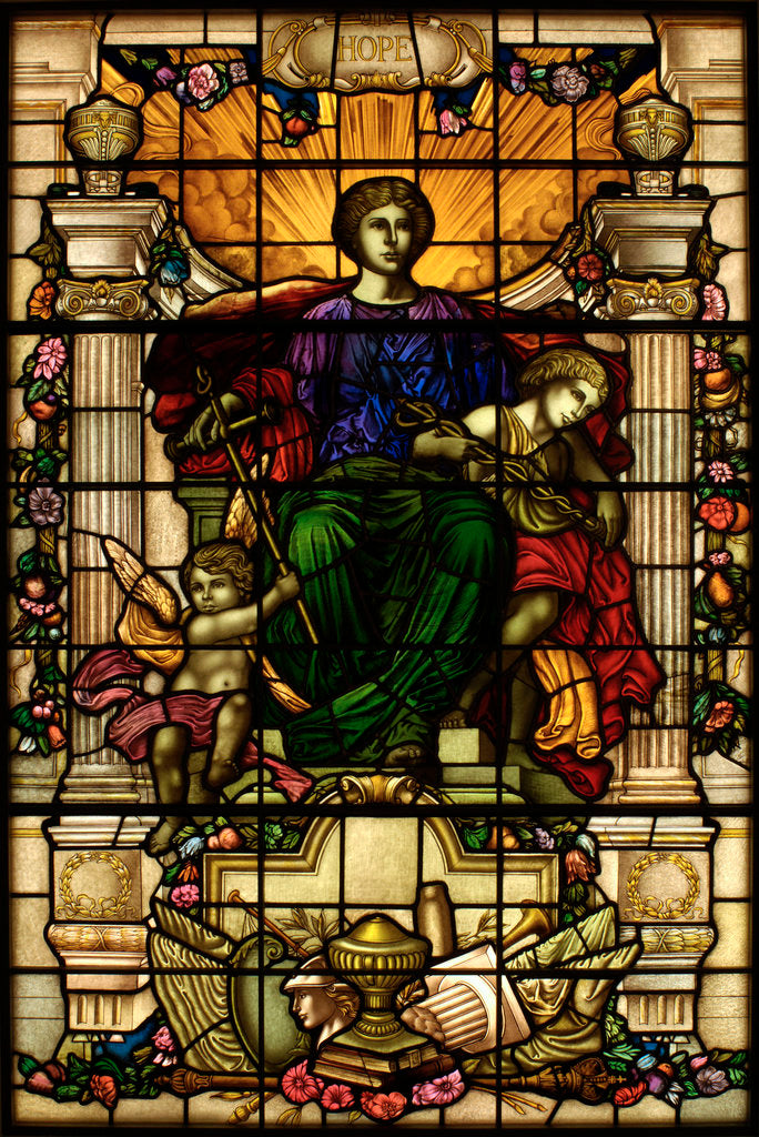 Detail of Baltic Exchange Glass, The Virtue Windows, Hope by John Dudley Forsyth