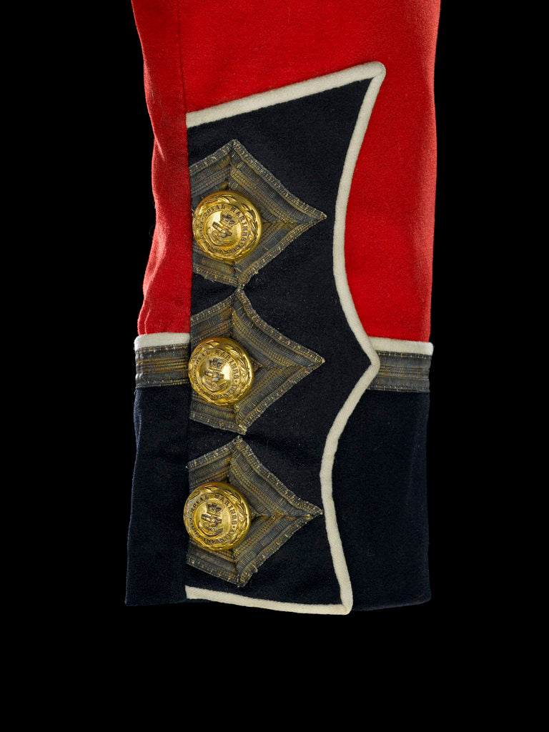 Detail of Tunic - cuff detail, Royal Marines Light Infantry uniform: pattern 1856-1863 by J. & C. Linney