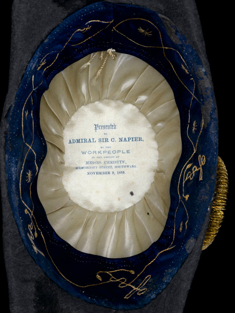 Detail of Cocked hat - inside detail, Royal Naval uniform: pattern 1843-1879 by Christy's