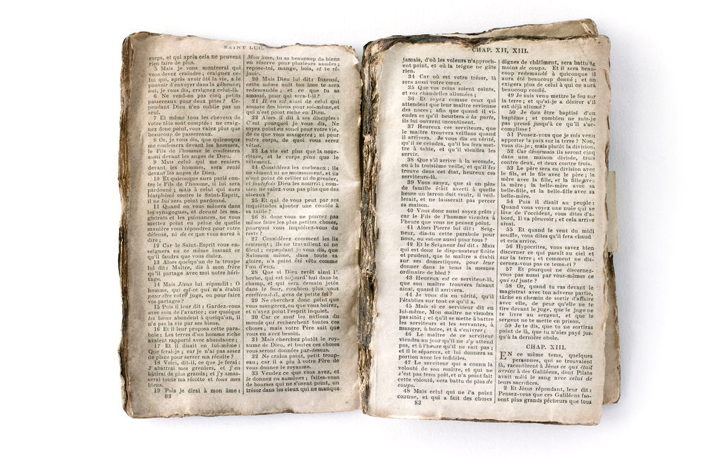 Detail of French New Testament' double page spread by unknown