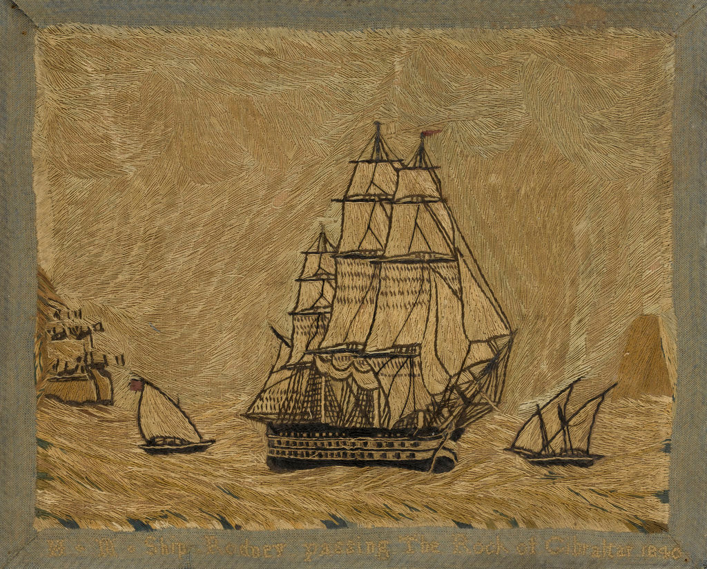 Detail of HMS 'Rodney' passing the Rock of Gibraltar 1840 by unknown