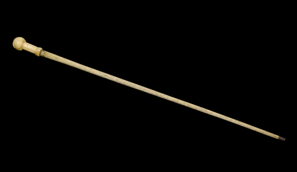 Detail of A whalebone walking stick with a brass ferule by William Tolley Brookes