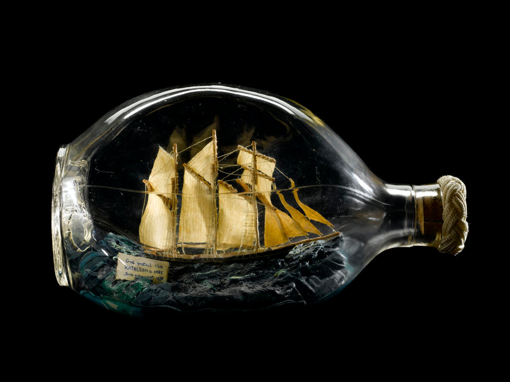 Detail of Ship model in a bottle by Dr Mark Lester