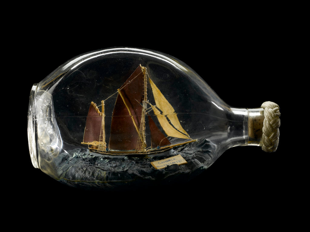 Detail of Ship model in a bottle by Dr Mark Lester