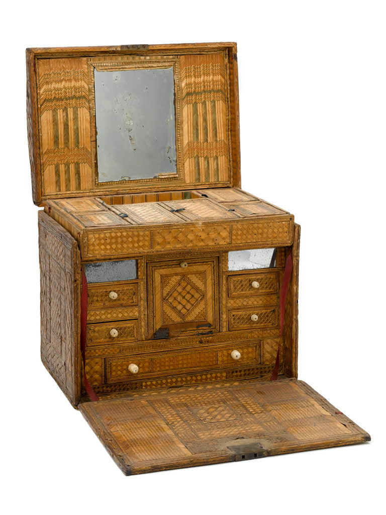 Detail of A straw work casket made by a Napoleonic prisoner of war held in England by French Armed Forces