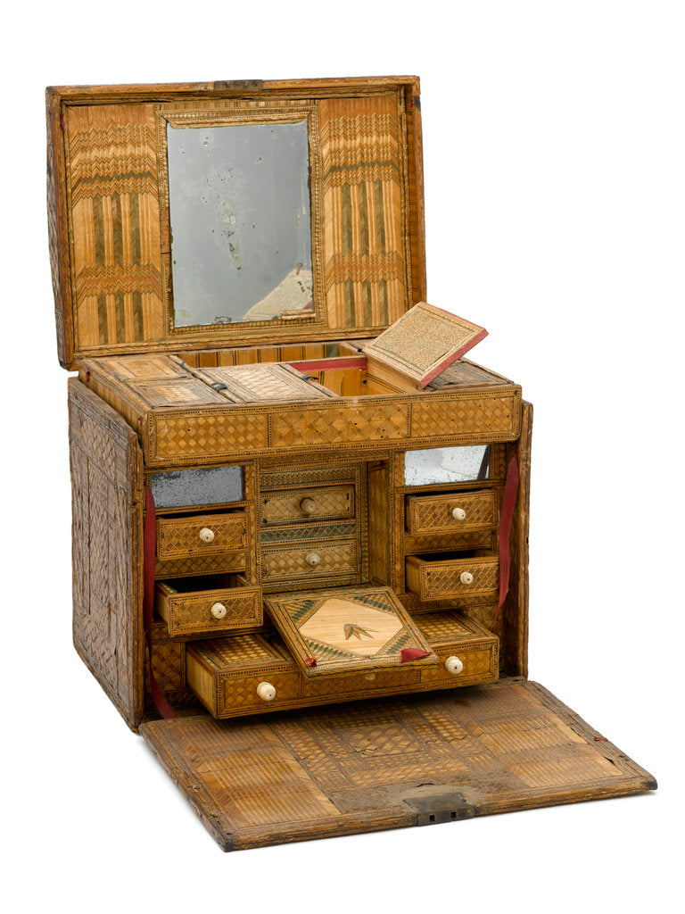 Detail of A straw work casket made by a Napoleonic prisoner of war held in England by French Armed Forces