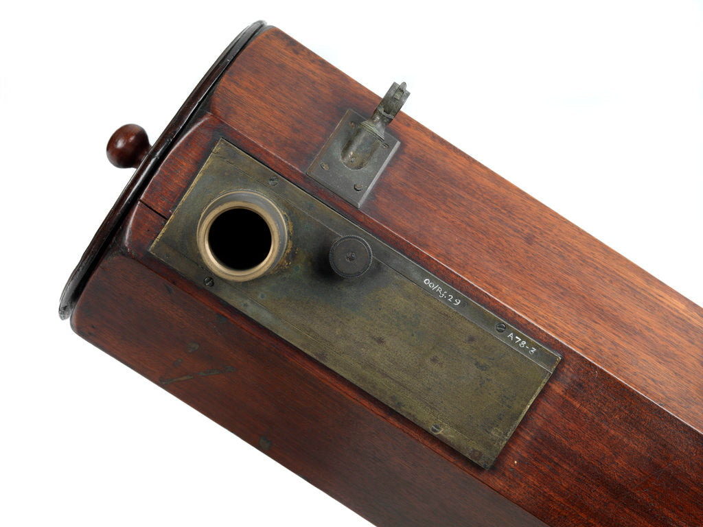 Detail of 7-foot Newtonian (reflector) telescope, eyepiece detail by William Herschel