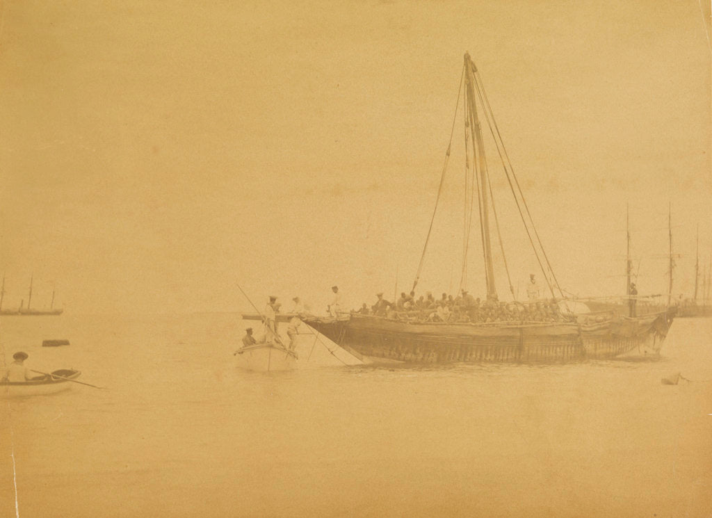 Detail of 'Boarding a slave dhow' (Arab sailing vessel) by unknown