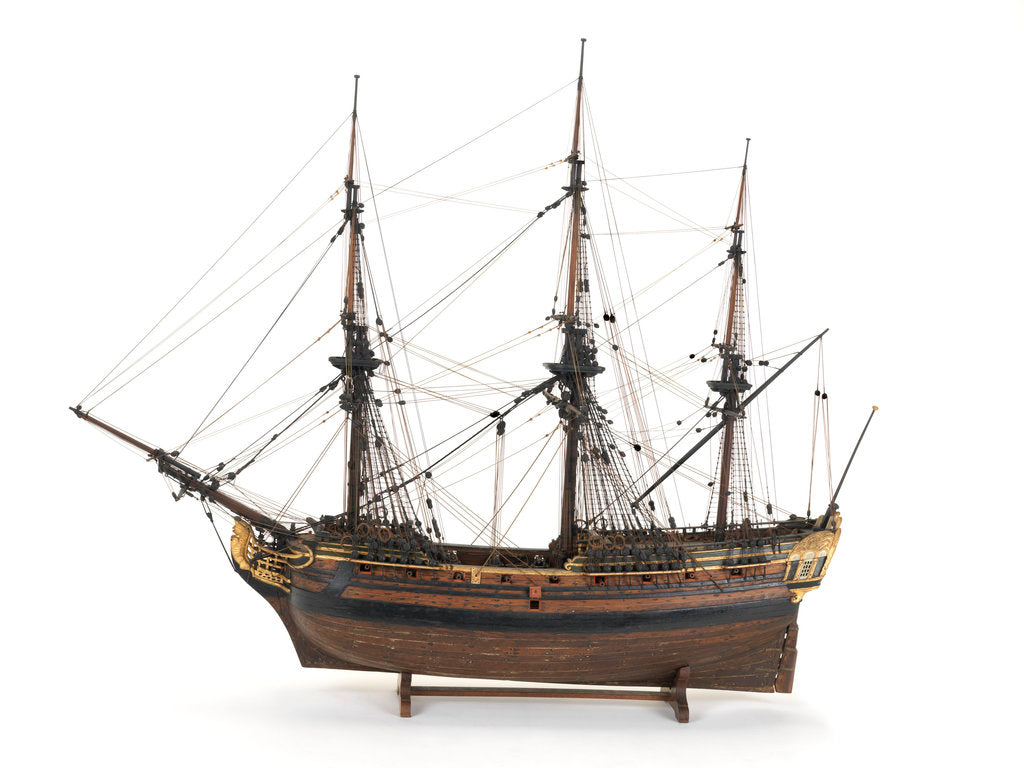 Detail of 'Dolphijn', port broadside by unknown