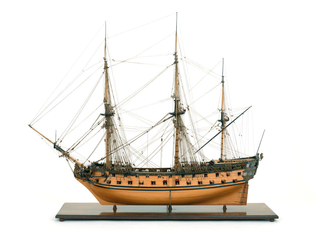 Detail of Ship of 60 guns, port broadside by John Hancock