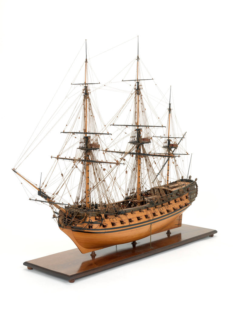 Detail of Ship of 60 guns, port three-quarter bow by John Hancock