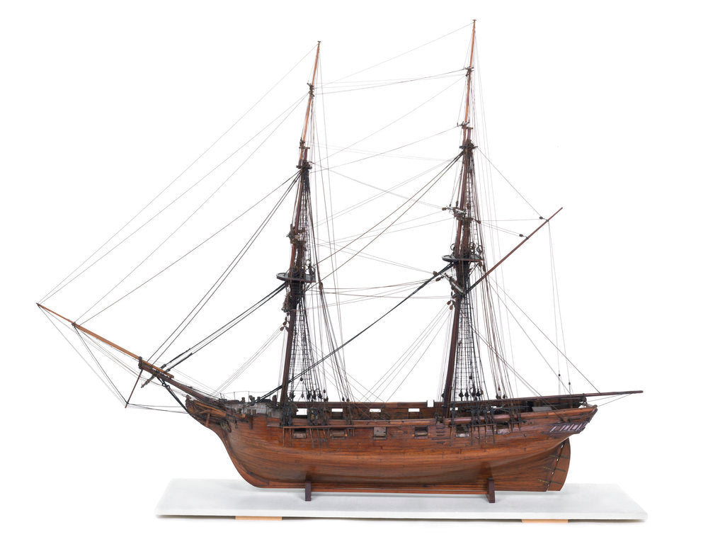 Detail of Brig, port broadside by unknown
