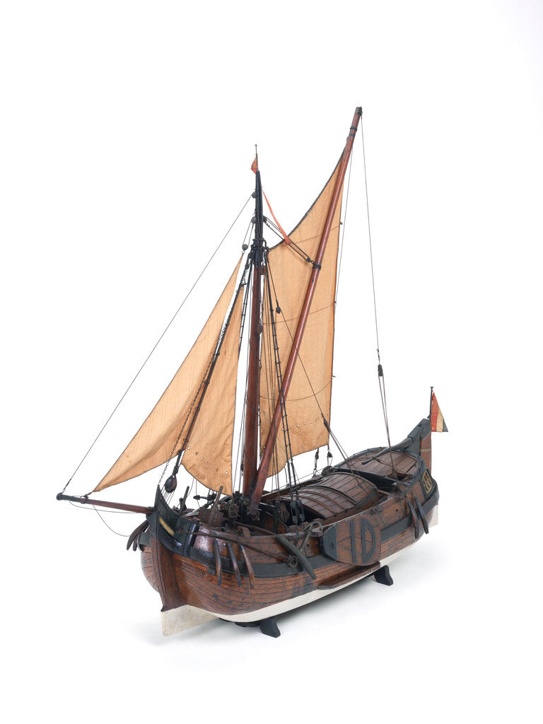 Detail of Dutch hooker, port 3/4 bow by unknown