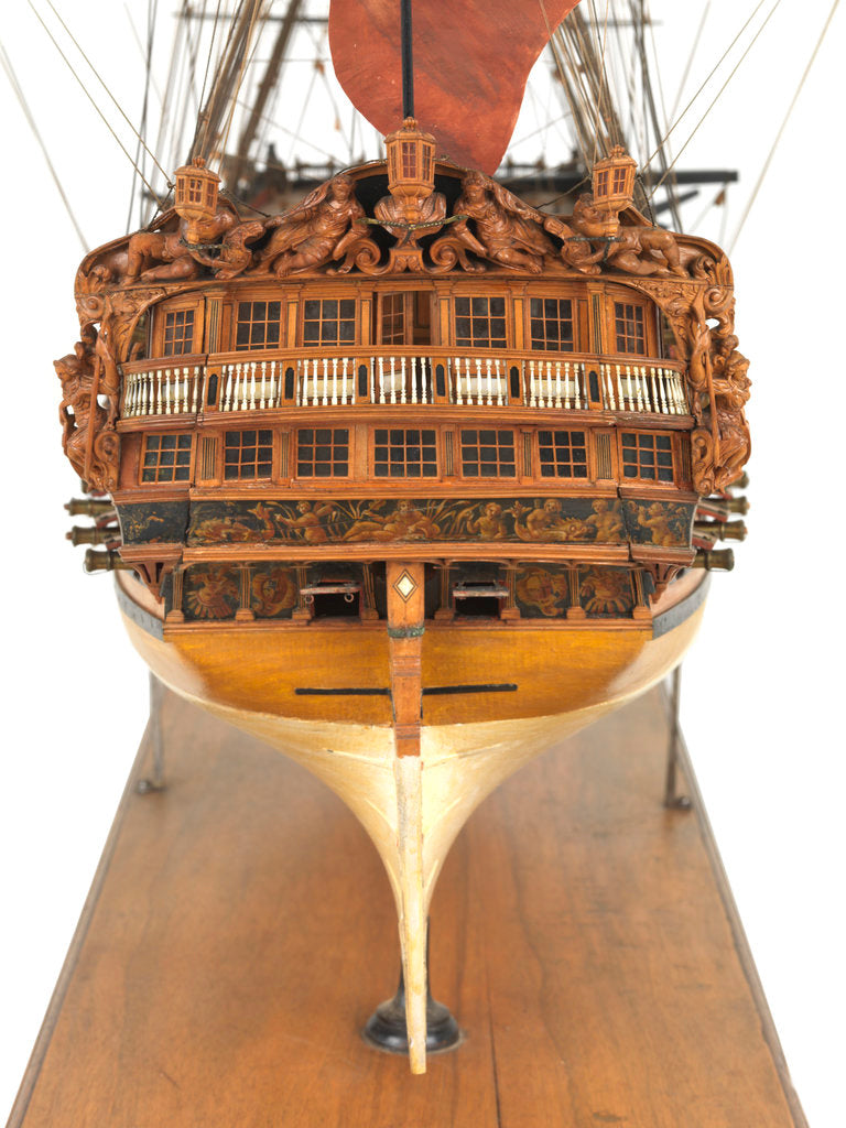 Detail of Ship of 60 guns, dead astern galleries and rudder detail by unknown