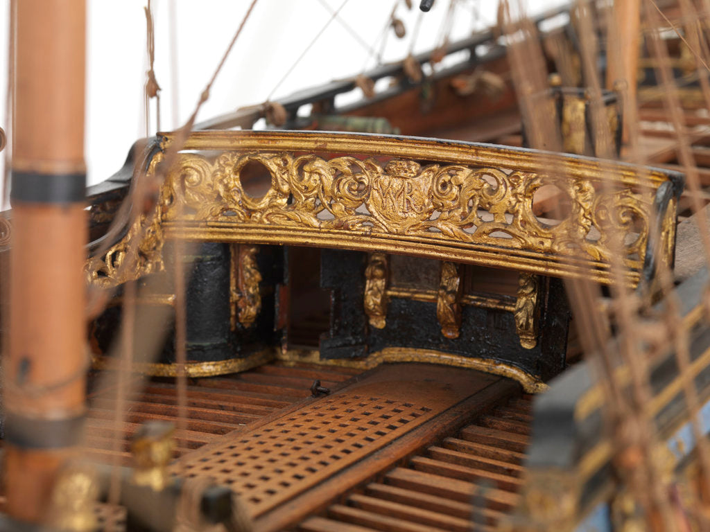 Detail of Ship of 50 guns, quarter deck rail detail by unknown