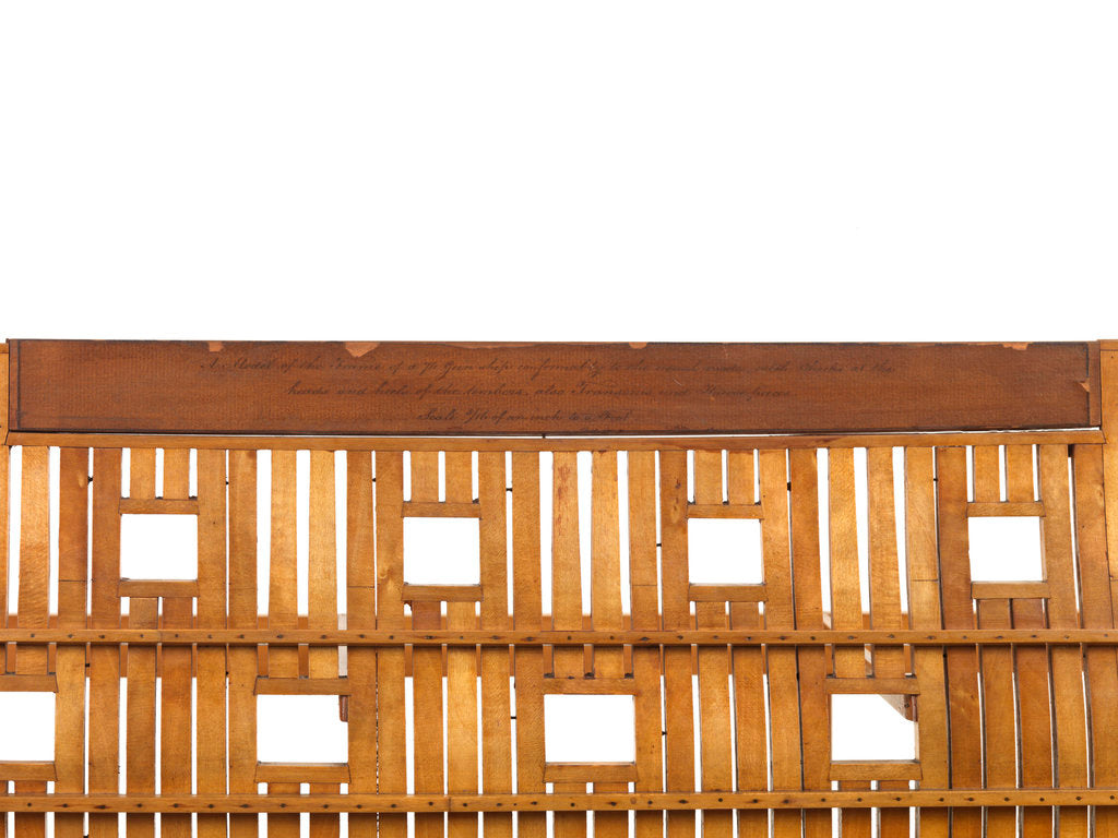 Detail of Ship of 74 guns, port half-sectional model, inscription plaque by unknown