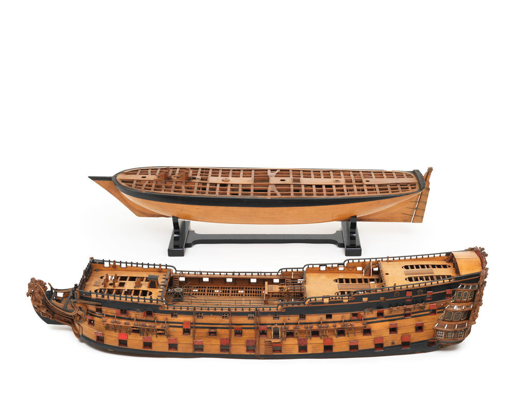 Detail of 'Royal William', model split to show upper and lower decks by unknown
