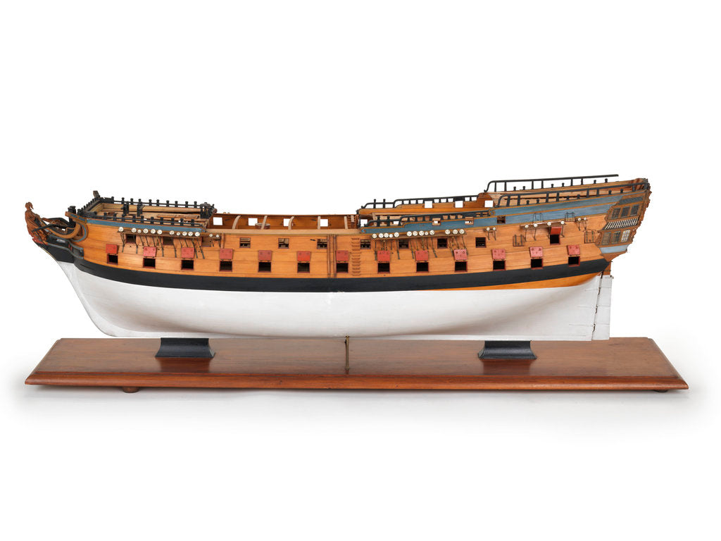 Detail of Ship of 64 guns, port broadside by unknown
