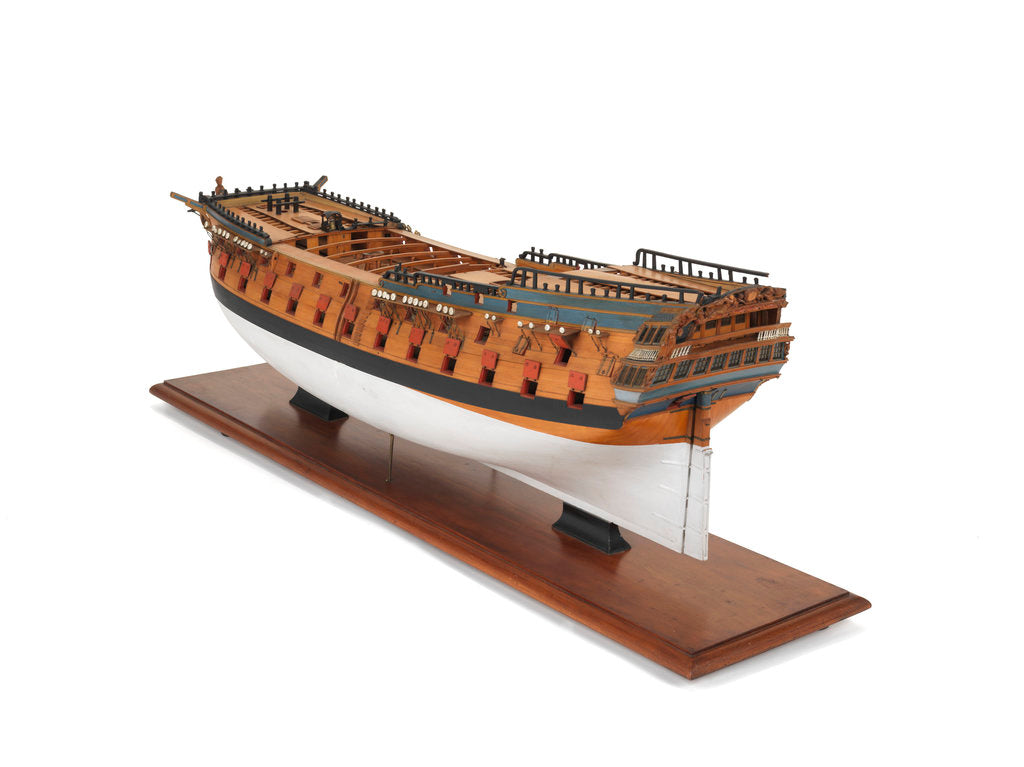 Detail of Ship of 64 guns, port stern quarter by unknown