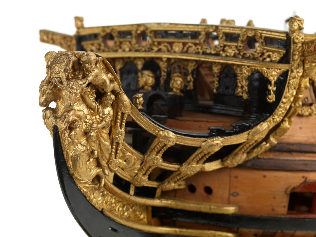 Detail of Ship of 96 guns, figurehead detail by unknown