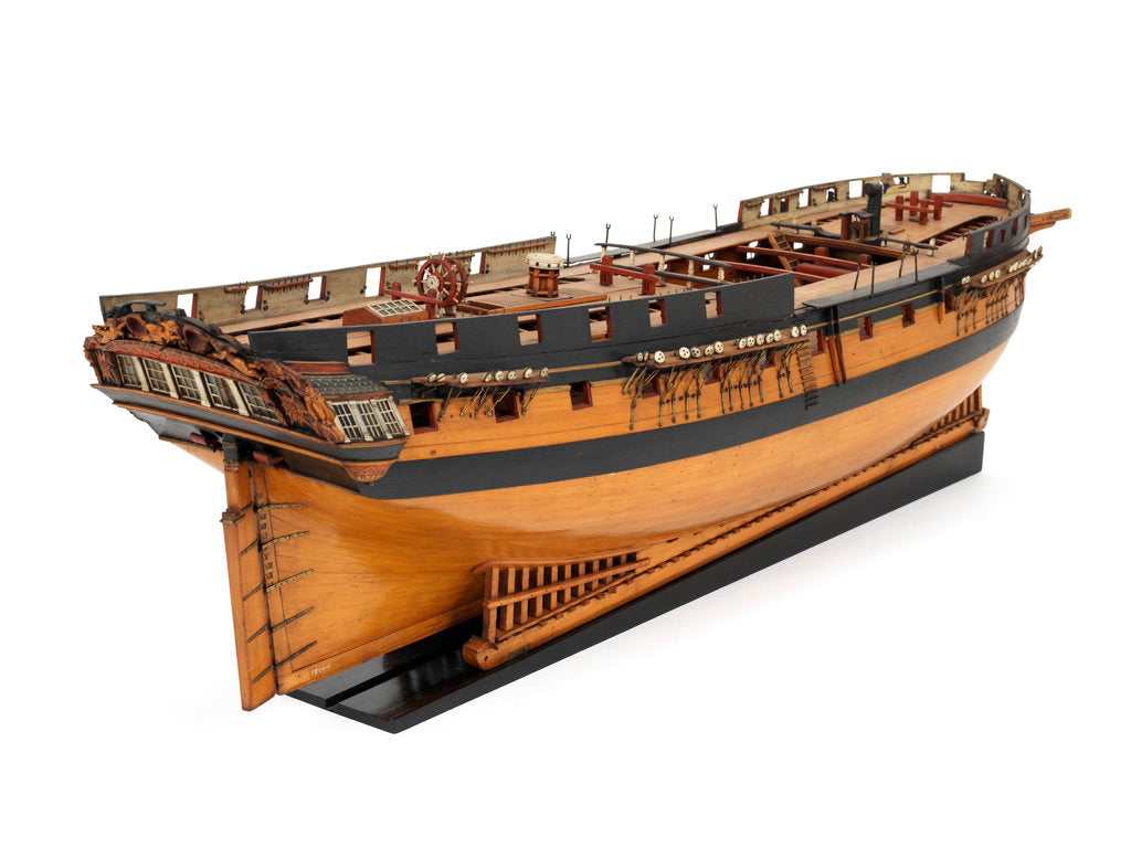Detail of Ship of 36 guns, starboard stern quarter by unknown