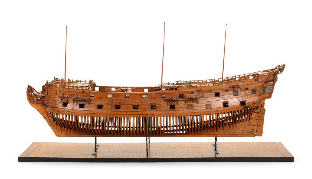 Detail of Ship of 50 guns, port broadside by unknown