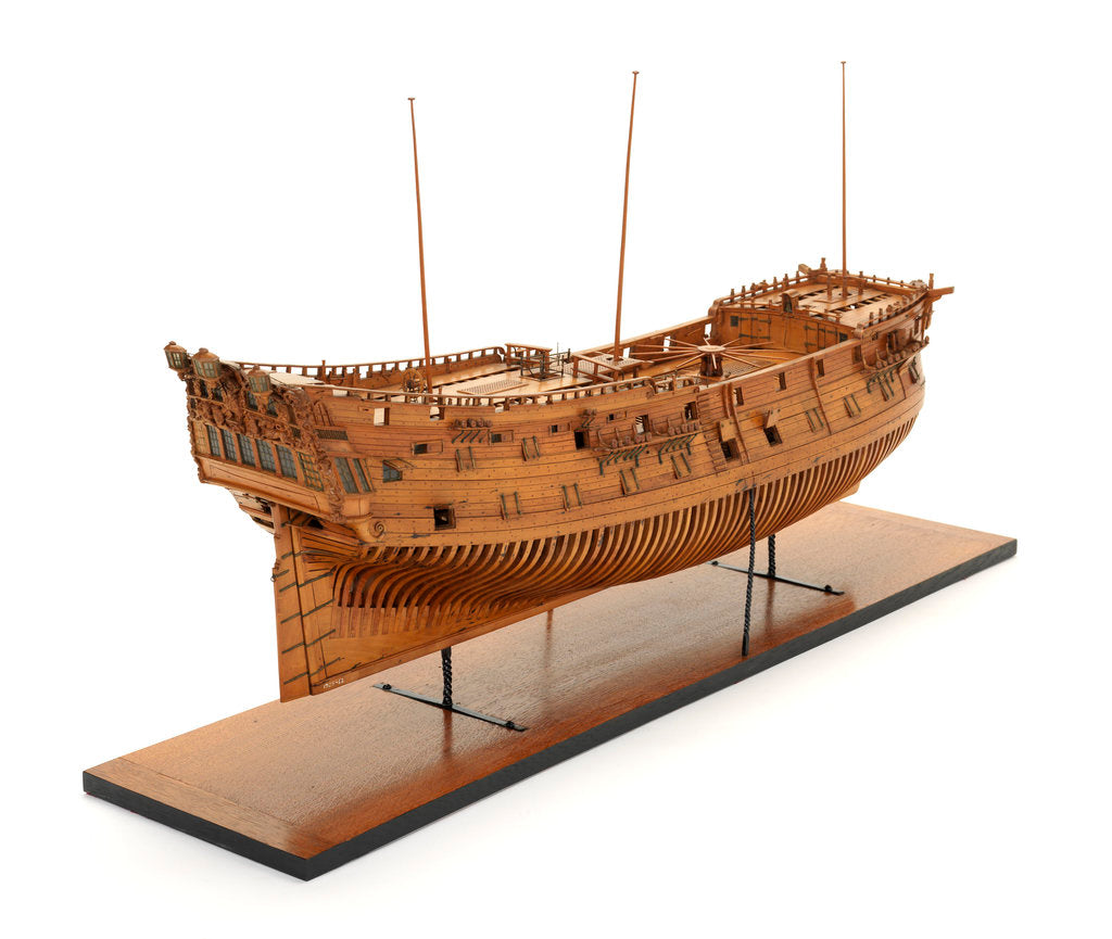 Detail of Ship of 50 guns, starboard stern quarter by unknown