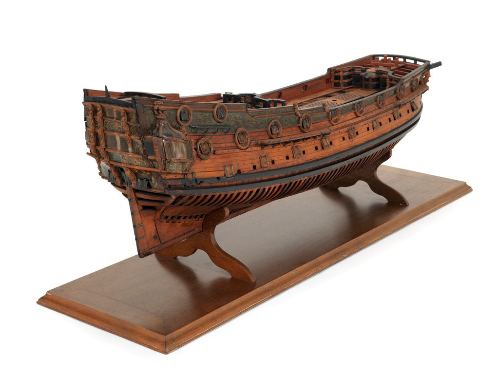 Detail of Ship of 44 guns, starboard stern quarter by unknown