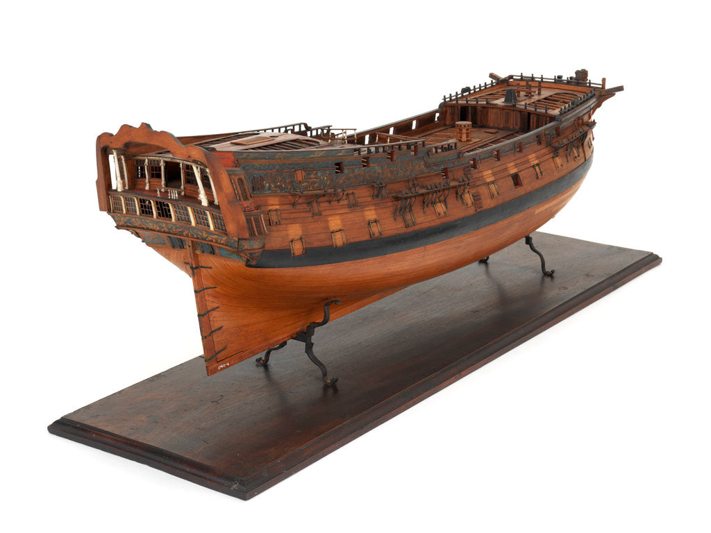 Detail of Ship of 60 guns, starboard stern quarter by unknown