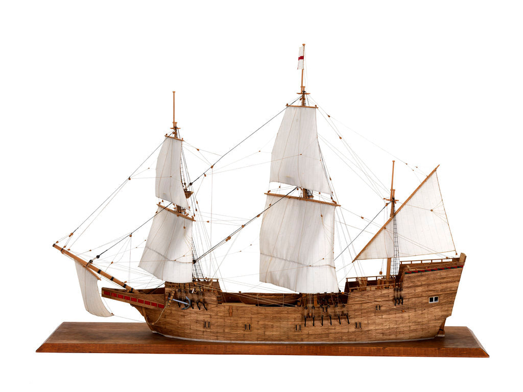 Detail of 'Mayflower', port broadside by John Roe