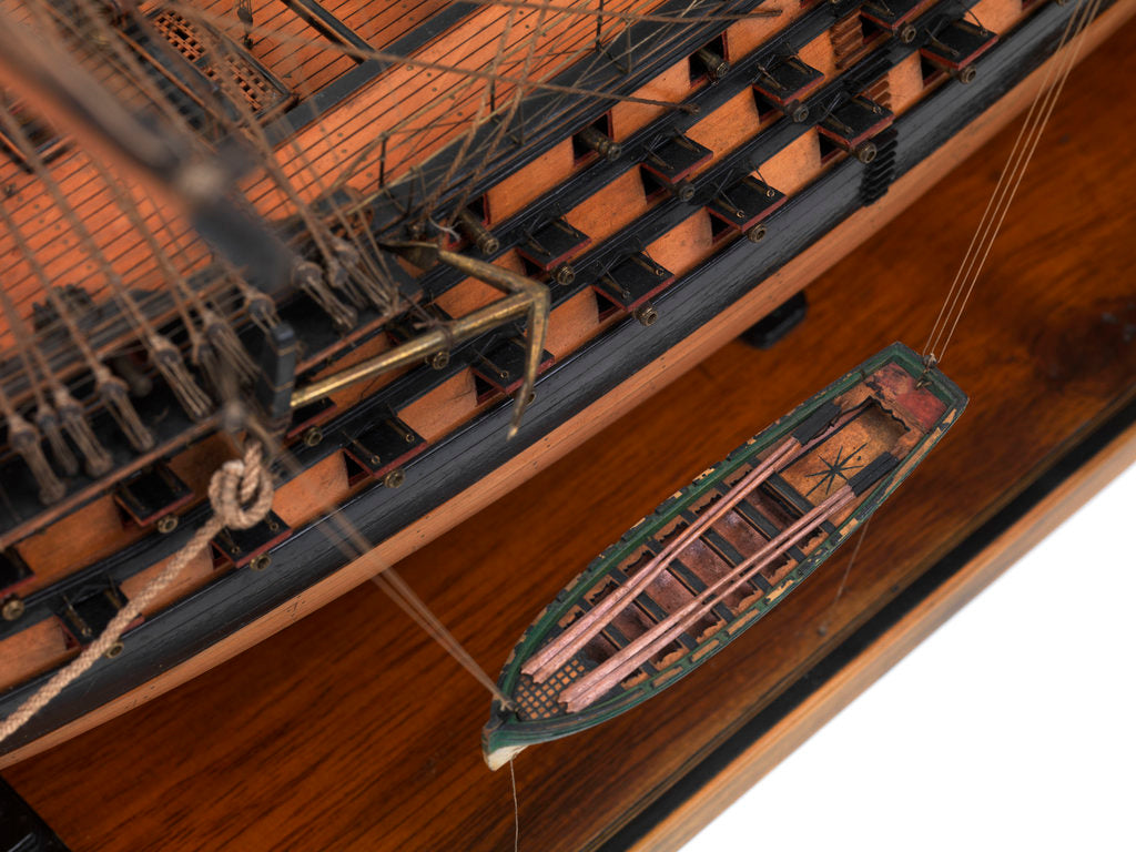 Detail of Ship of 110 guns, portside and row boat detail by unknown